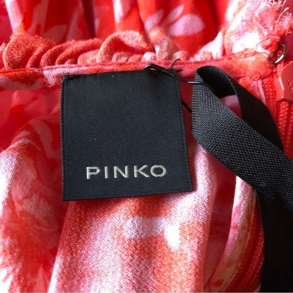 Pinko Jumpsuit Aquarius Tuta Georgette Hibiscus Floral Orange Size 4 - Picture 4 of 16
